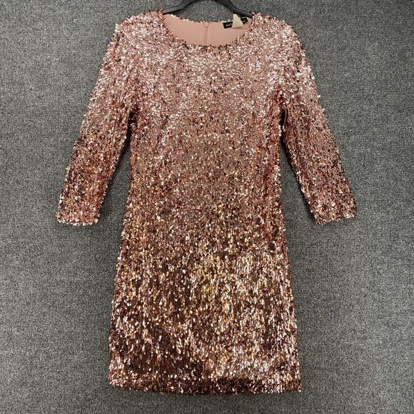 AKIRA Dresses & Skirts - Akira Dress Women L Pink Sequin Embellished Shimmer Evening Mini Cocktail Prom